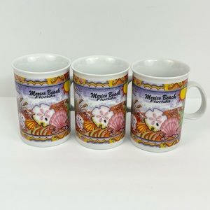 Set of 3 Mexico Beach Florida Coffee Mugs